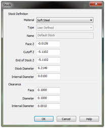 CAD CAM Stock Definition material type