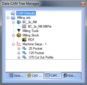 CAM Tree Manager Milling Job Artistic CAD-CAM software