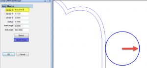 Draw arc parallel to a line