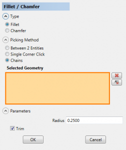 Fillet Chamfer Menu