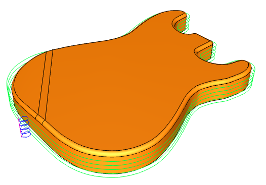 CNC software 2 Axis profile Guitar in BobCAD-CAM