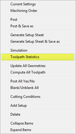 Toolpath Statistics for CAD-CAM
