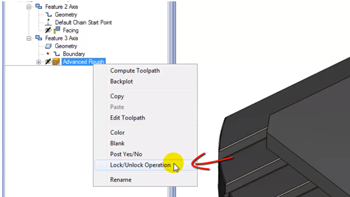 lock or unlock feature in CAD-CAM