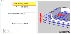 CNC software depth of cut