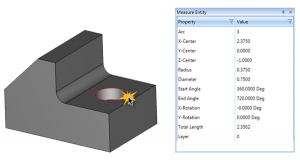 measure arc, entity in cad-cam