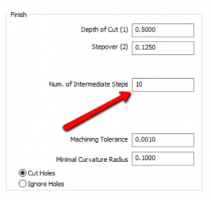 num. of intermediate steps function in bobcad cam software