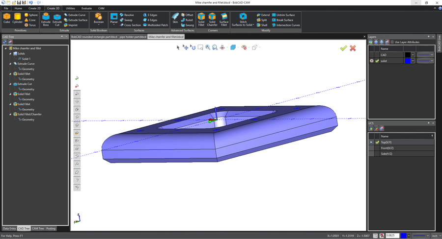apply chamfer in bobcad cnc software