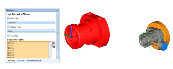 The drilling feature found in BobCAD-CAM's  speeds up 4 Axis drilling