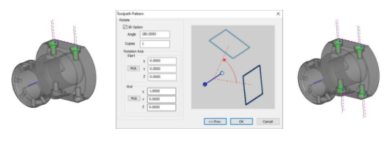 BobCAD 4 Axis Milling Allows you to make copies of your toolpath using toolpath patterns