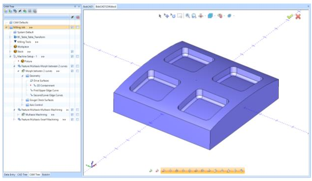 Multiaxis milling operations that are offered in Mill 4X Pro and Mill 5X Pro of BobCAD-CAM