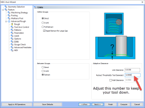 BobCAD retract threshold